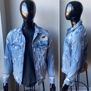 Zara Distressed Denim Jacket Men’s Size Sm